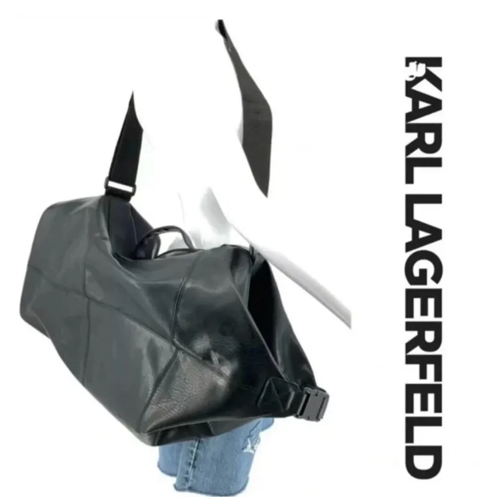 Karl lagerfeld leather black duffle bag